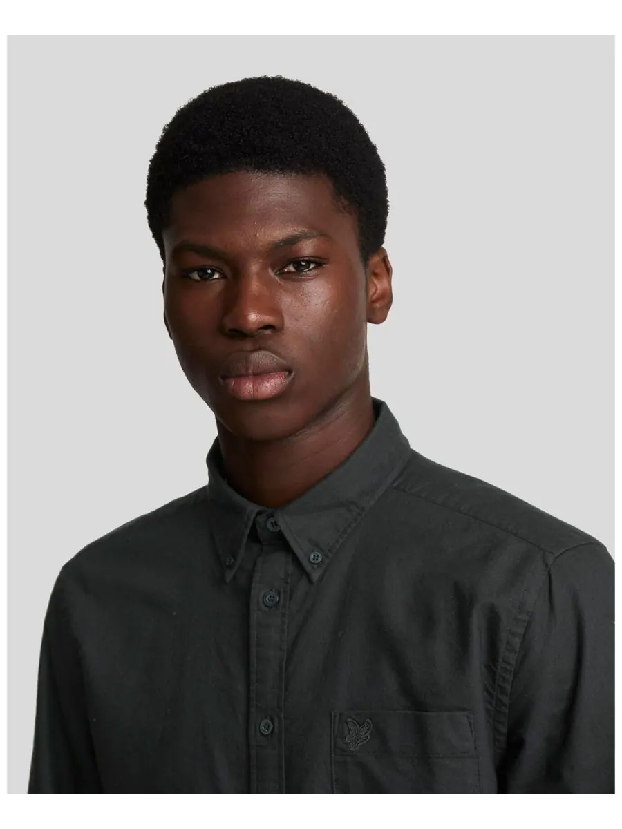 Мужская однотонная рубашка Оксфорд с изображением орла Lyle & Scott — изображение 5 из 5, черный