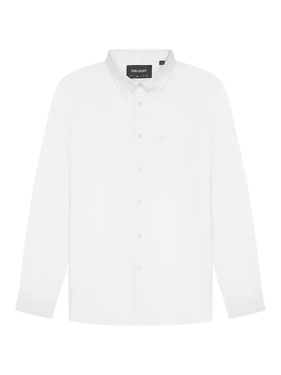 Мужская однотонная рубашка Оксфорд с изображением орла Lyle & Scott — изображение 3 из 5, белый