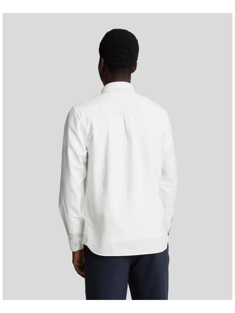 Мужская однотонная рубашка Оксфорд с изображением орла Lyle & Scott — изображение 4 из 5, белый