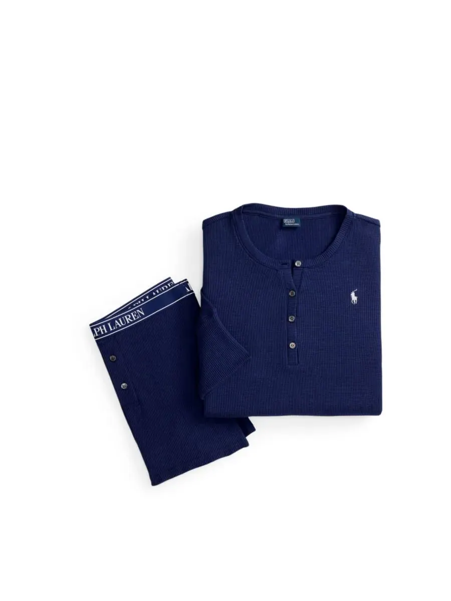 Комплект из двух предметов: женская ночная рубашка-поло и шорты Polo Ralph Lauren — изображение 4 из 5, темно-синий