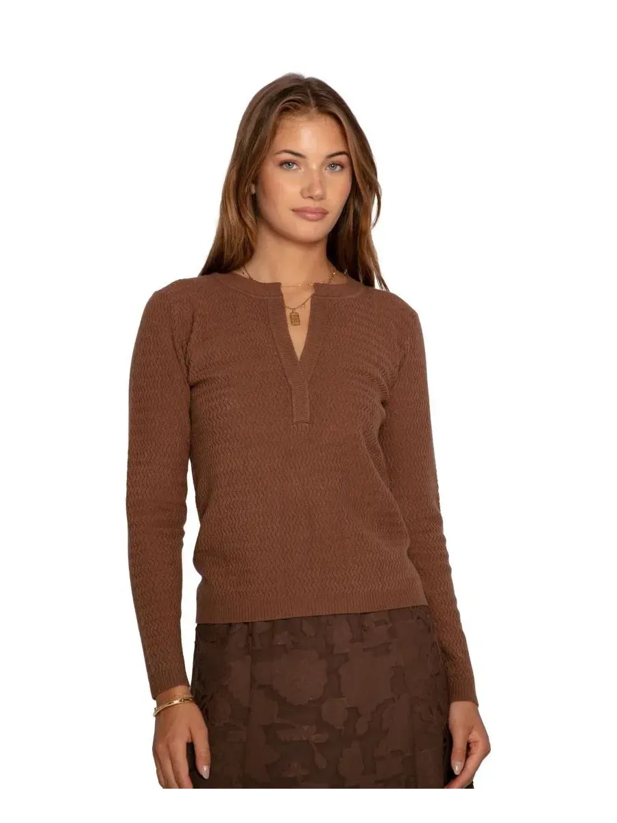 Женский топ с длинным рукавом, фактурный, Frankie Textured Knitted Belle & Bloom — изображение 1 из 5, шоколад