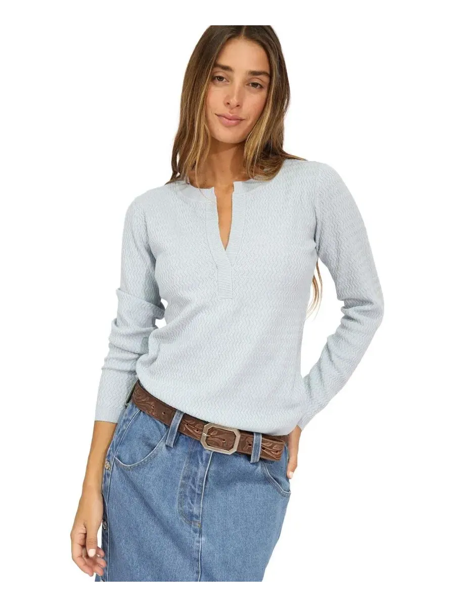 Джемпер с v-образным вырезом Frankie Textured Knitted Long Sleeve Top Belle & Bloom — изображение 1 из 5