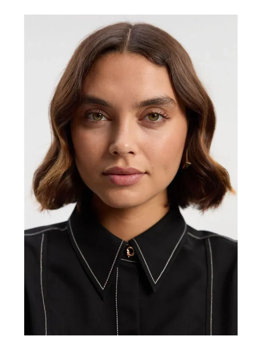 Платье мини с высоким воротником Karen Millen — изображение 4 из 5, черный