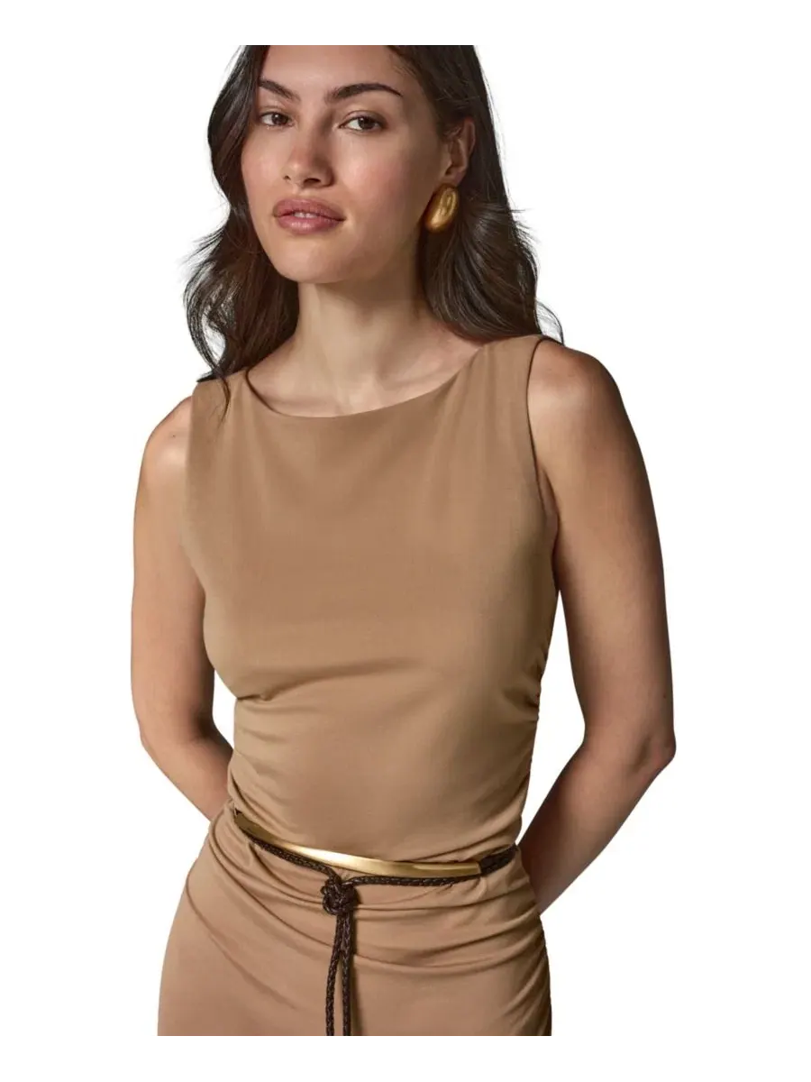 Платье-футляр без рукавов с поясом Donna Karan New York — изображение 3 из 5, верблюжий