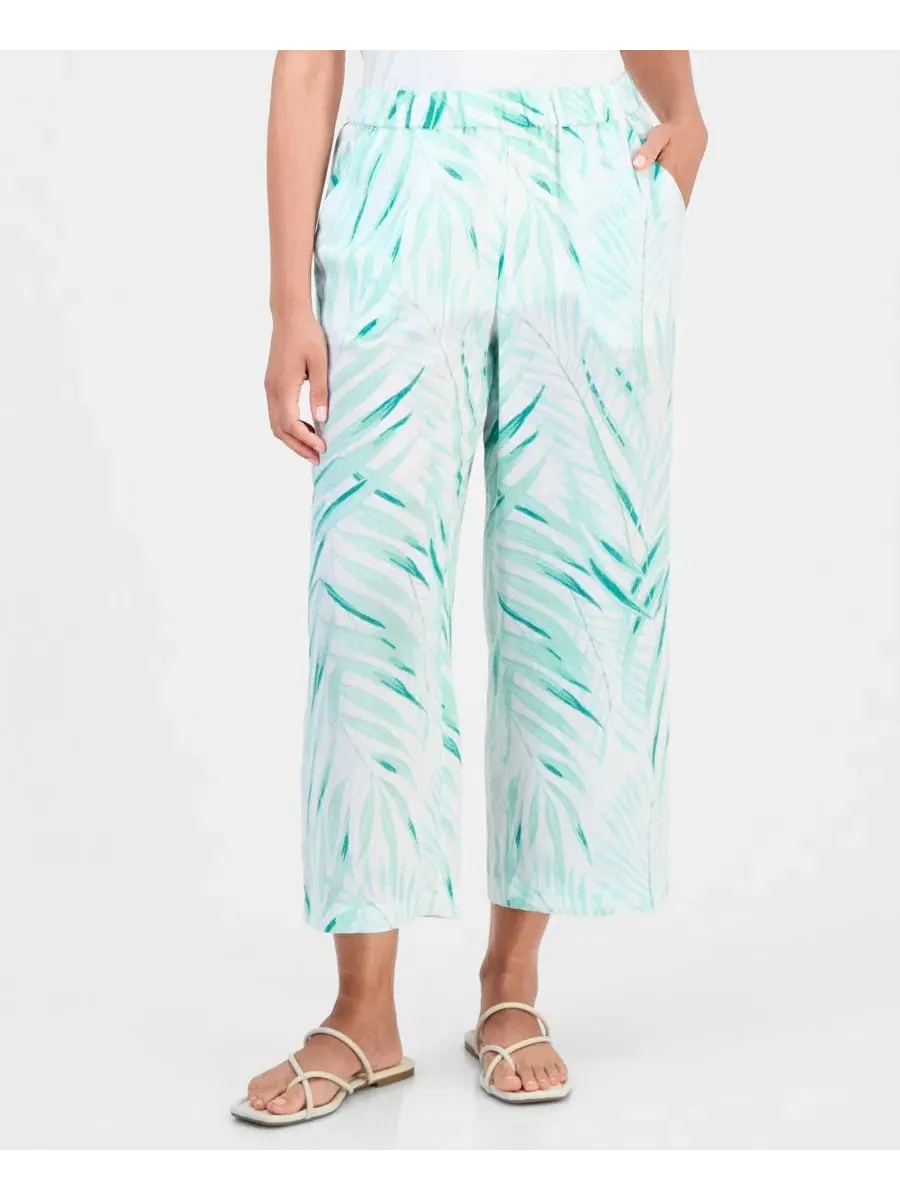 Капри с принтом Trop Wide Leg JM Collection — изображение 3 из 3, яркий белый