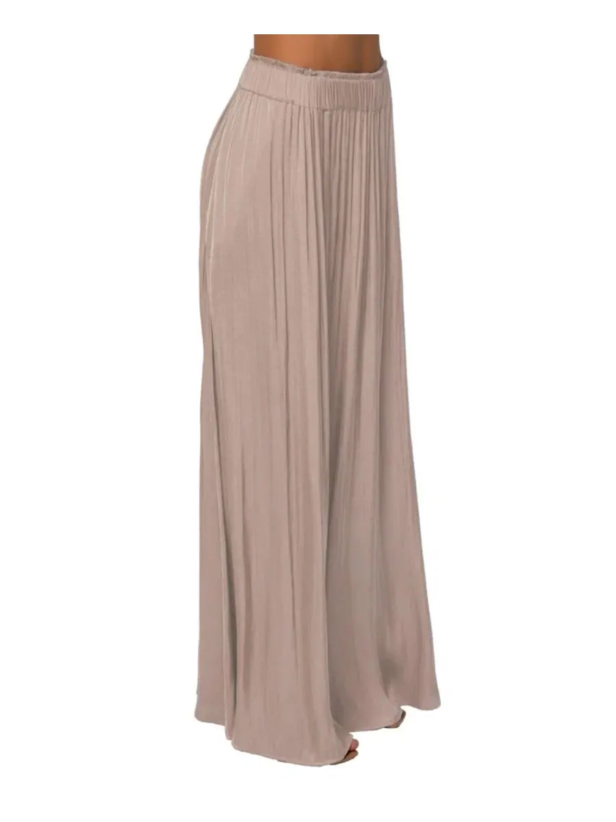 Юбка макси из атласа с плиссировкой River Satin JLUXLABEL — изображение 2 из 10, бежевый