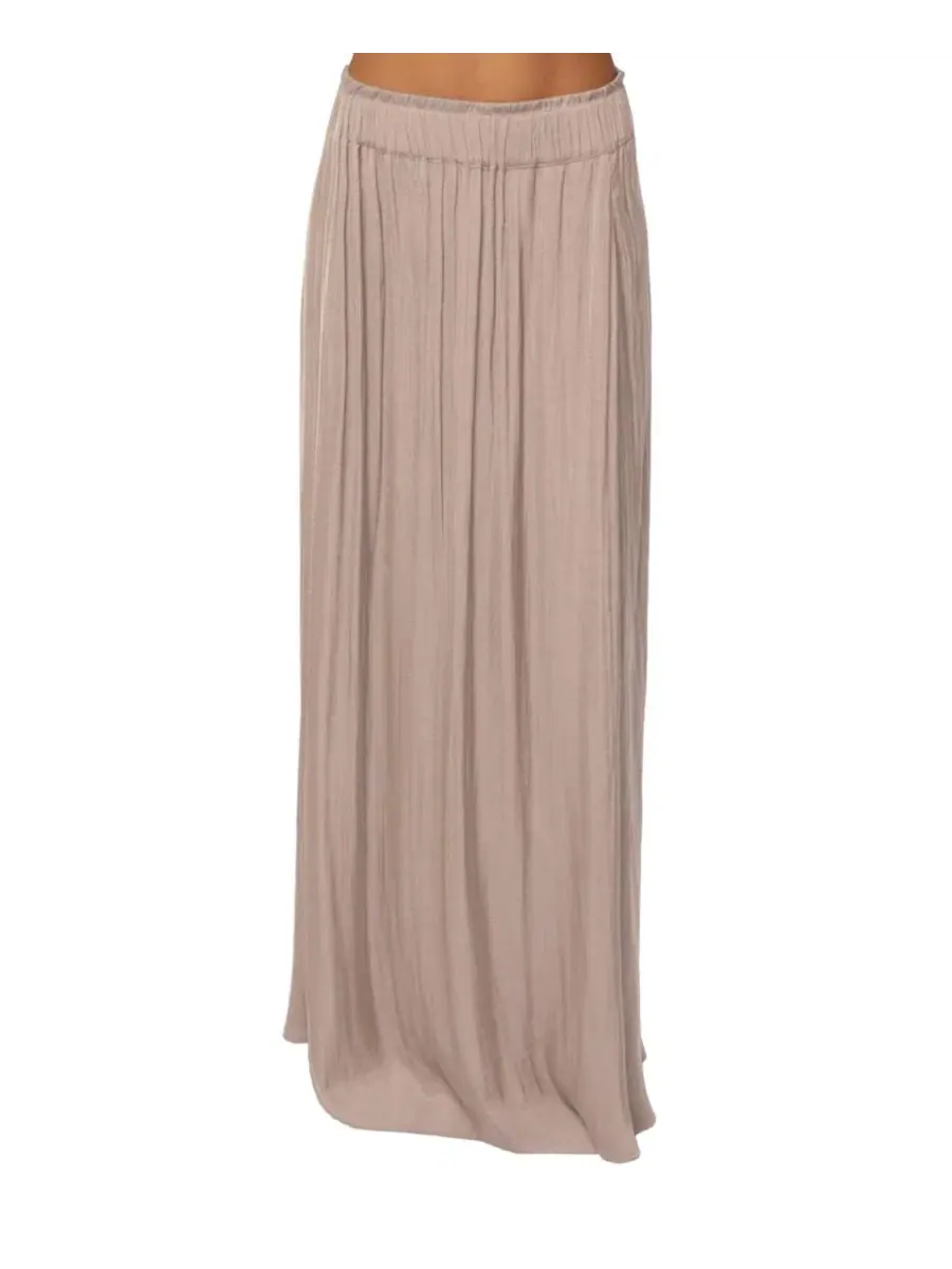 Юбка макси из атласа с плиссировкой River Satin JLUXLABEL — изображение 4 из 10, бежевый