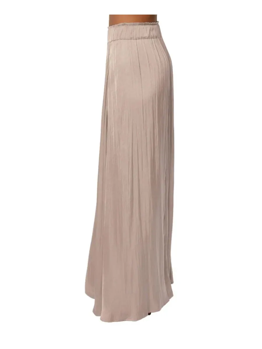 Юбка макси из атласа с плиссировкой River Satin JLUXLABEL — изображение 9 из 10, бежевый