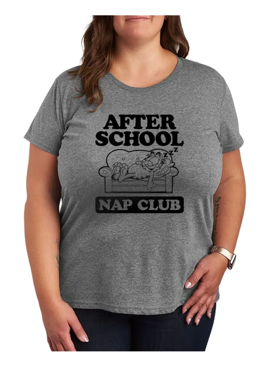 Футболка с графическим принтом The Garfield After School Nap Club Hybrid Apparel — изображение 1 из 3, серый