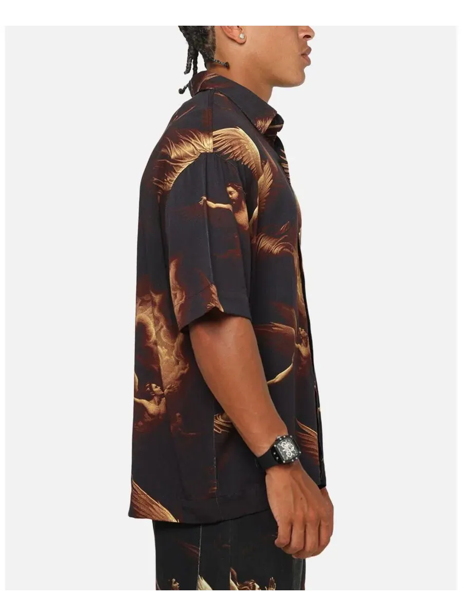 Рубашка-поло с принтом Rapture Button Up Shirt SAINT MORTA — изображение 4 из 6, черный