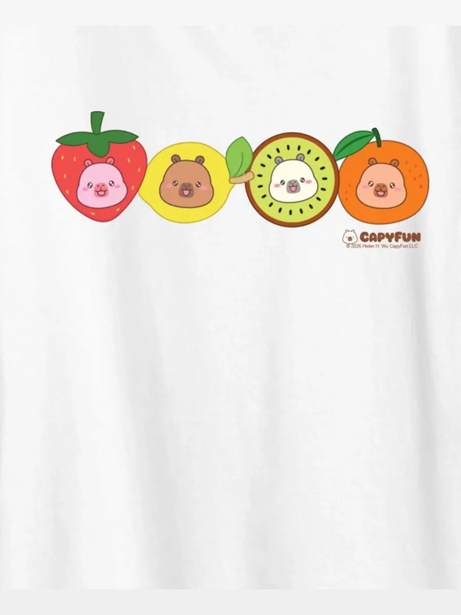 Футболка с принтом CapyFun Fruits Hybrid Apparel — изображение 3 из 3, белый