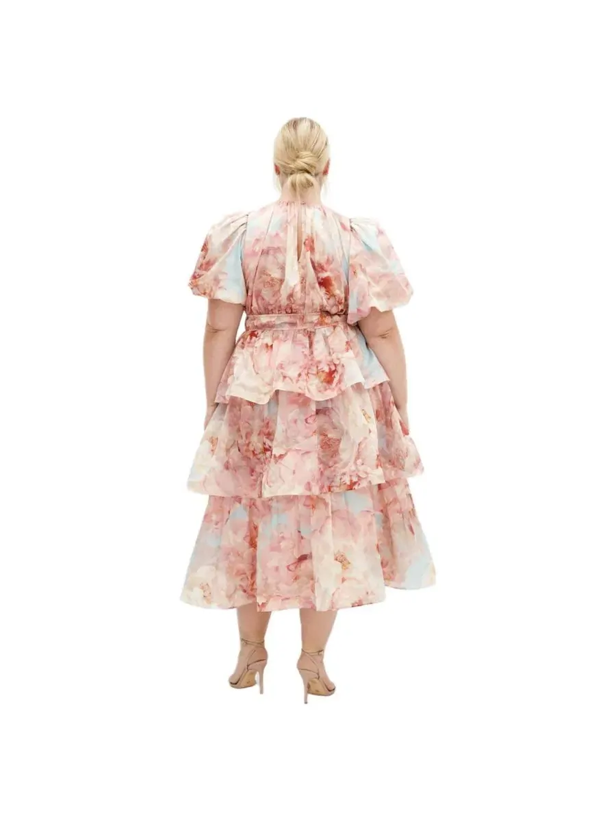 Женское длинное платье с цветочным принтом «Небеса» City Chic — изображение 3 из 5, розовый