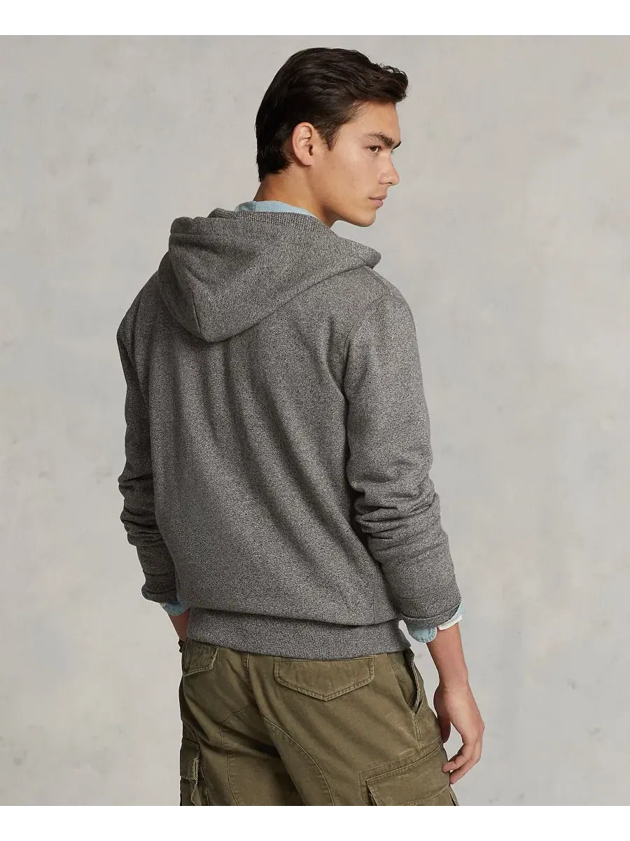 Худи из хлопкового флиса Cotton Fleece Hoodie Collection Polo Ralph Lauren — изображение 2 из 9, серый