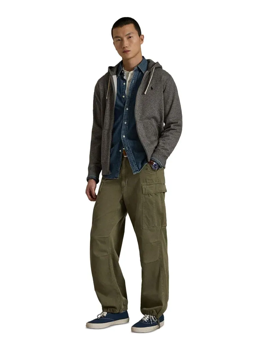 Худи из хлопкового флиса Cotton Fleece Hoodie Collection Polo Ralph Lauren — изображение 3 из 9, серый