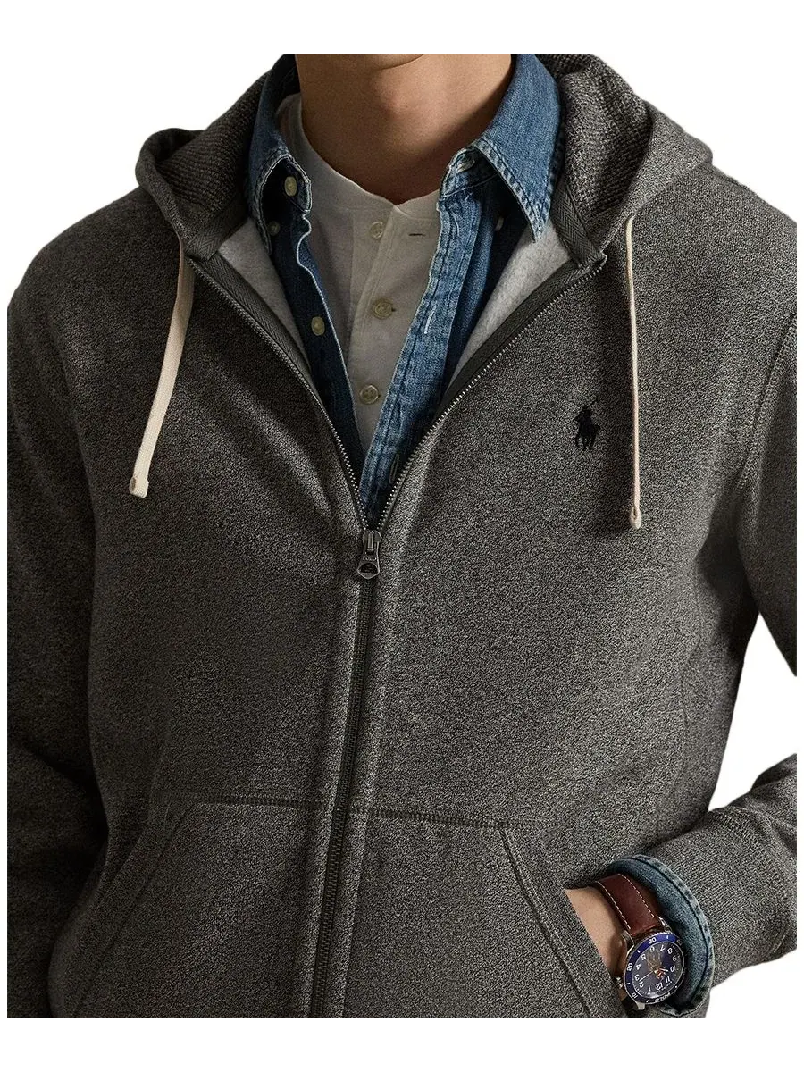 Худи из хлопкового флиса Cotton Fleece Hoodie Collection Polo Ralph Lauren — изображение 4 из 9, серый