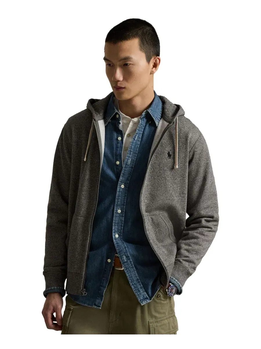 Худи из хлопкового флиса Cotton Fleece Hoodie Collection Polo Ralph Lauren — изображение 5 из 9, серый