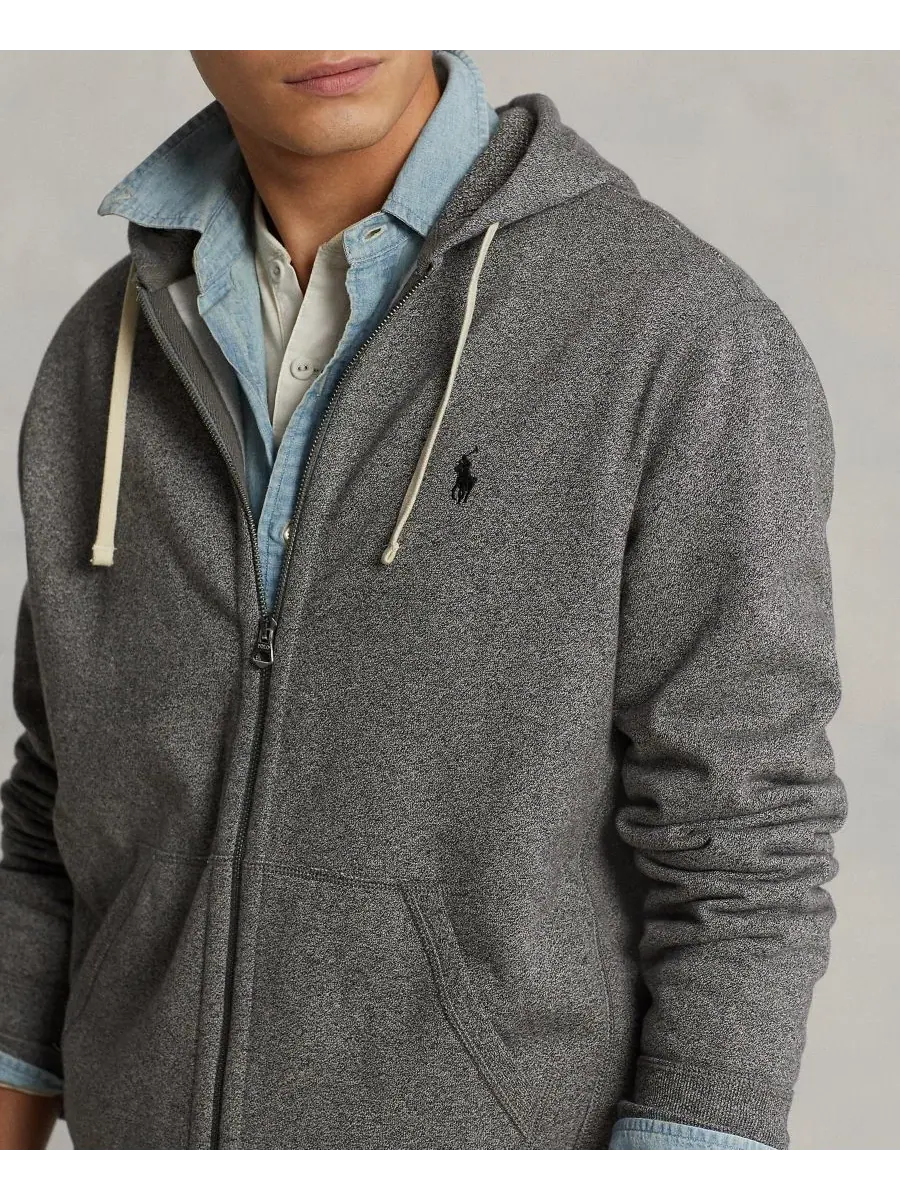 Худи из хлопкового флиса Cotton Fleece Hoodie Collection Polo Ralph Lauren — изображение 7 из 9, серый