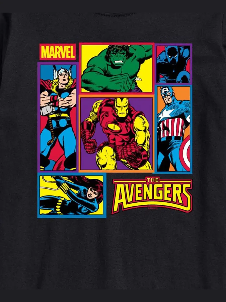 Мужская футболка с коротким рукавом и графическим принтом Marvel Avengers Grid Airwaves — изображение 3 из 3, черный
