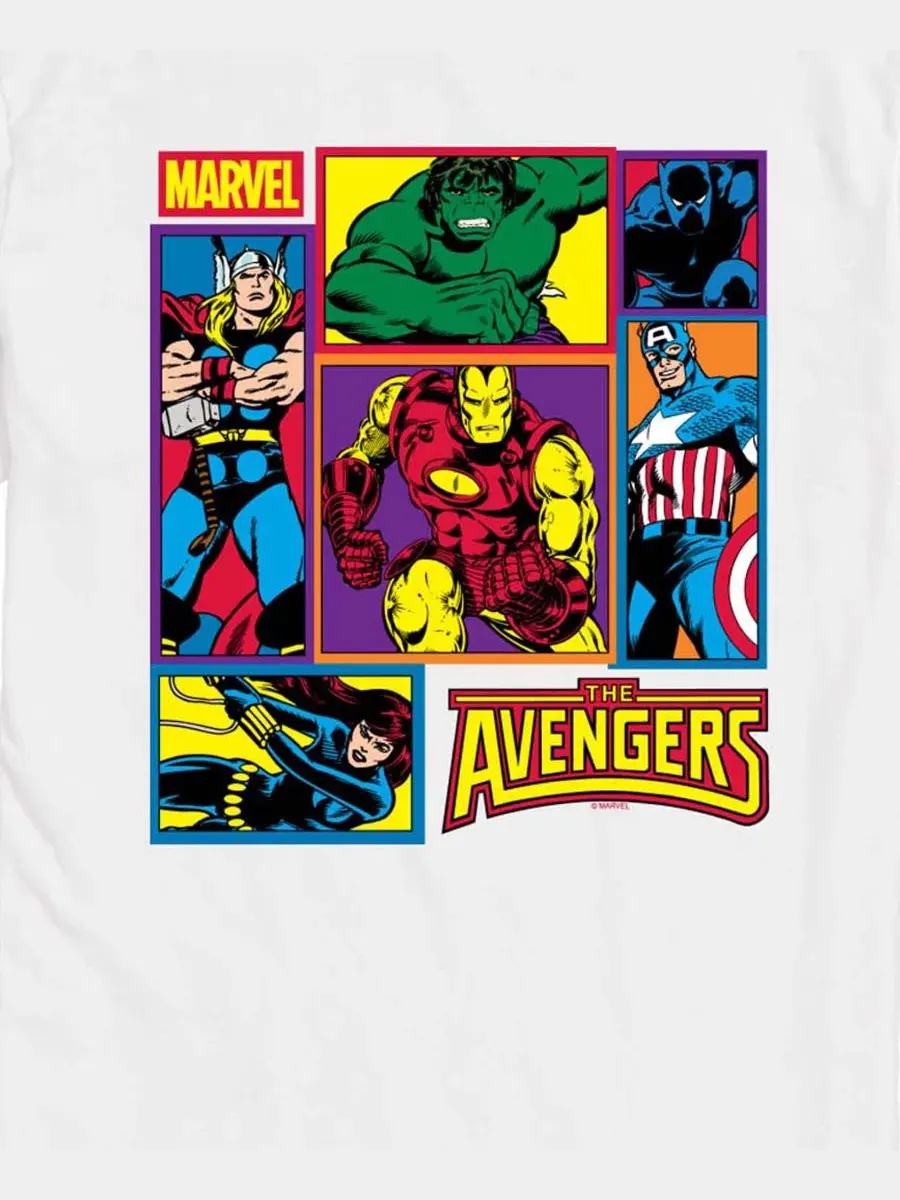 Мужская футболка с коротким рукавом и графическим принтом Marvel Avengers Grid Airwaves — изображение 3 из 3, белый