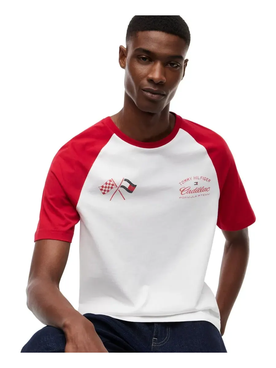 Мужская футболка-реглан Cadillac F1 Varsity Tommy Hilfiger — изображение 3 из 5, белый/красный