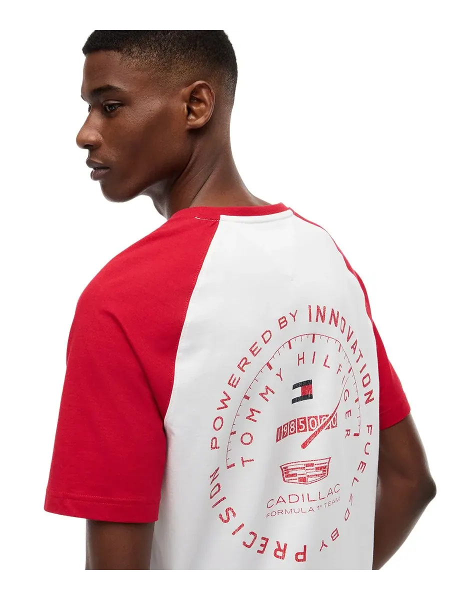 Мужская футболка-реглан Cadillac F1 Varsity Tommy Hilfiger — изображение 4 из 5, белый/красный