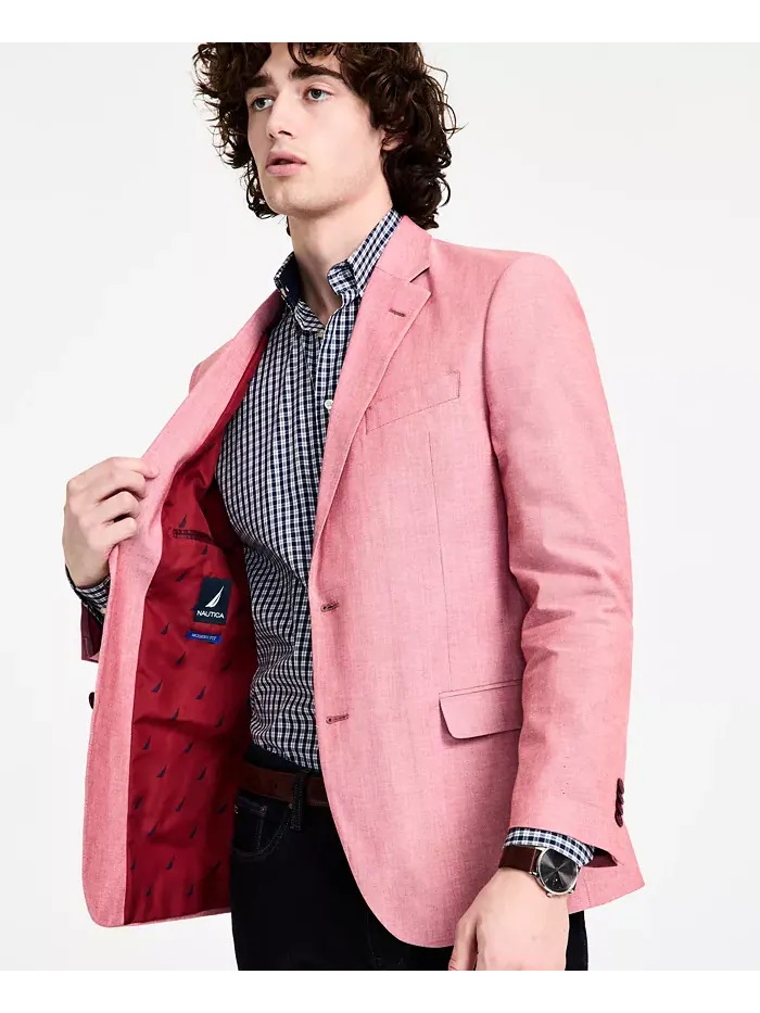 Мужской спортивный пиджак Modern-Fit из шамбре Nautica — изображение 3 из 4, красный
