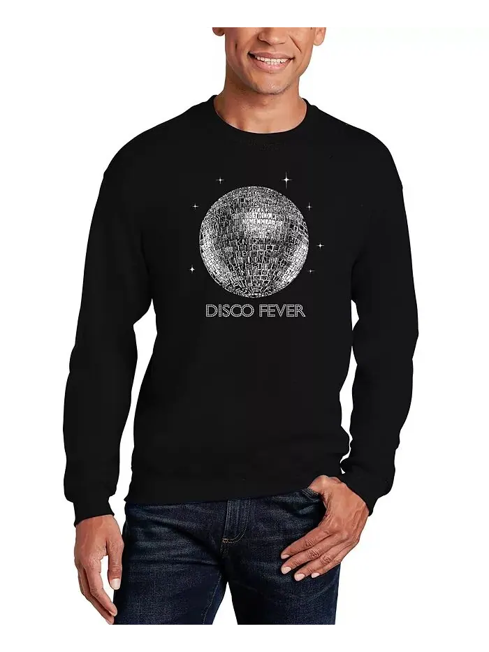 Мужская толстовка с круглым вырезом Disco Ball Word Art LA Pop Art — изображение 1 из 2, черный