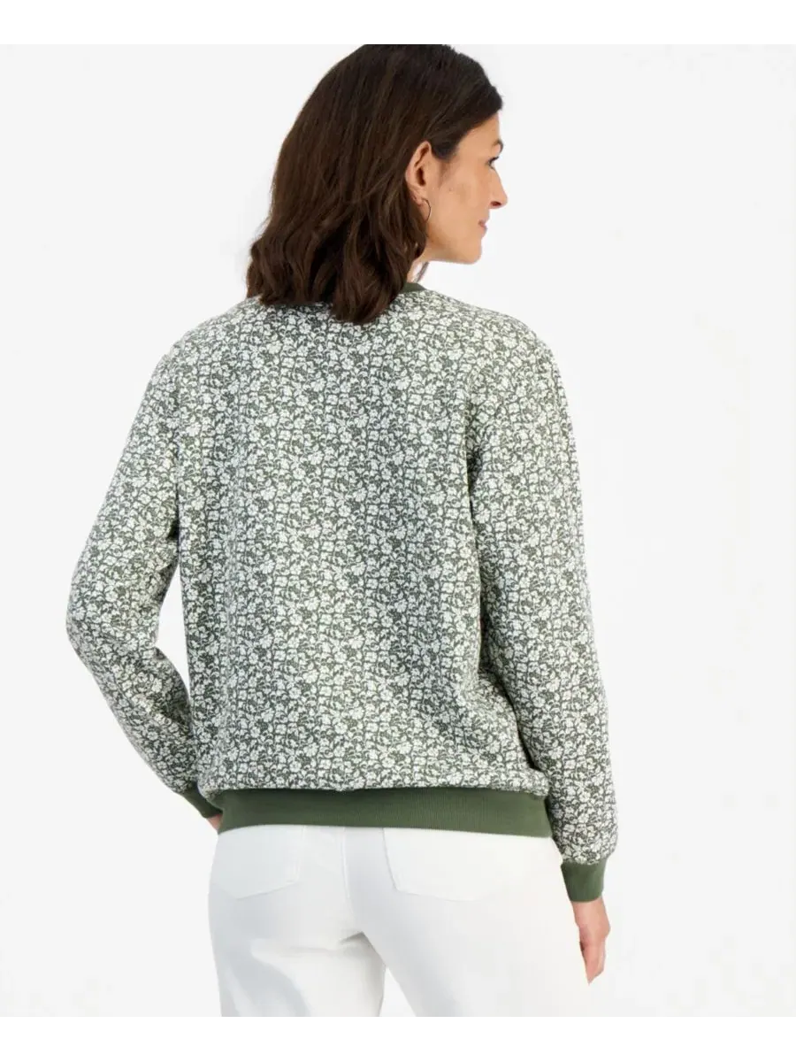 Флисовый свитшот с цветочным принтом Petite Nala's Garden Floral Fleece Style & Co — изображение 3 из 3, зеленый