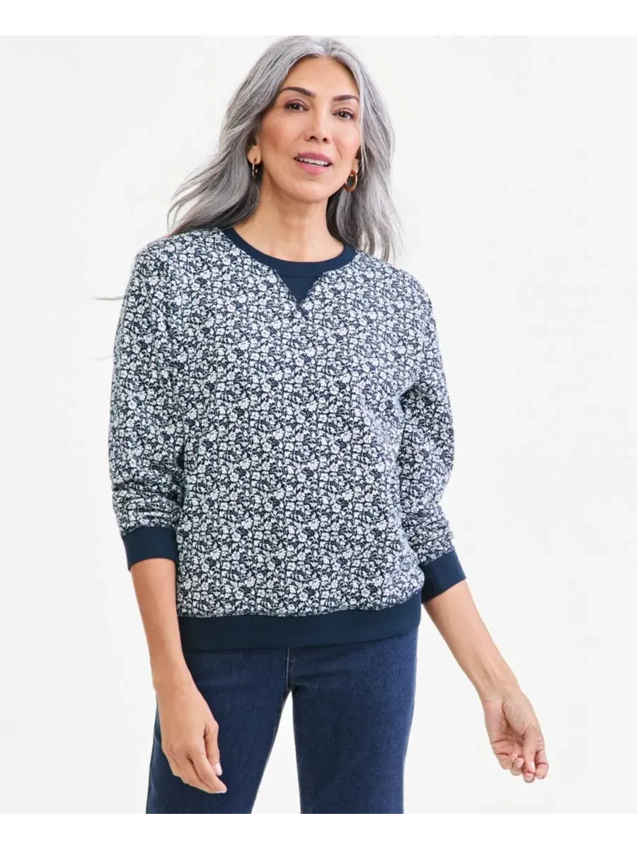 Свитшот с флористическим принтом Petite Nala's Garden Floral Fleece Style & Co — изображение 1 из 4, синий