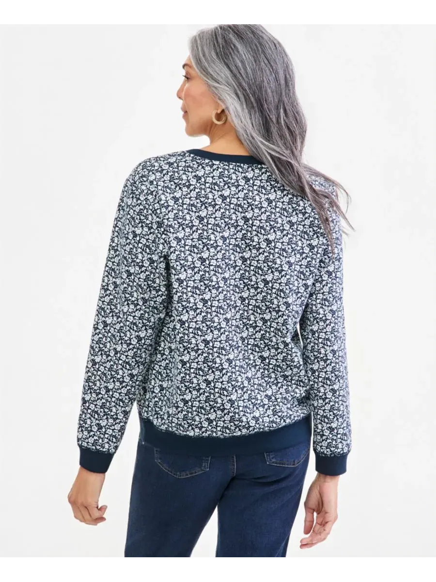 Свитшот с флористическим принтом Petite Nala's Garden Floral Fleece Style & Co — изображение 4 из 4, синий