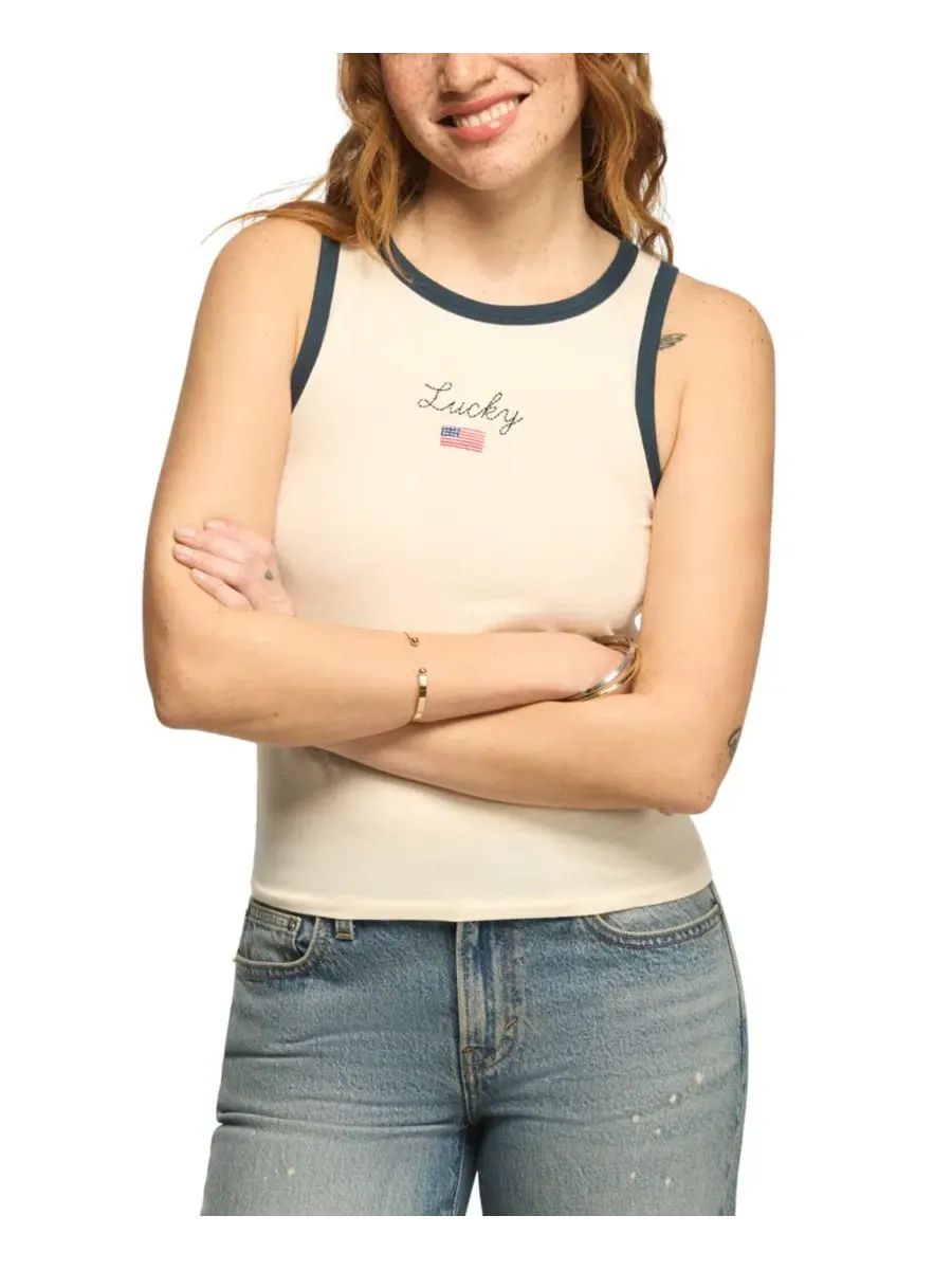 Женская майка-топ с круглым вырезом в стиле американа Lucky Brand