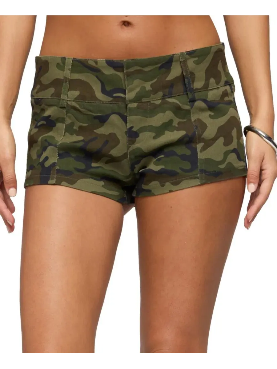 Женские микрошорты Camo Craze Stretch Edikted — изображение 1 из 5, оливковый