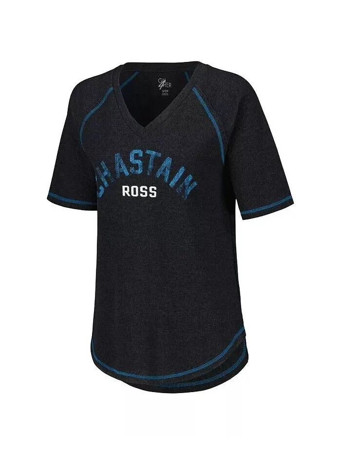 Женский черный рваный топ Ross Chastain Ball Chase Tri-Blend Thermal реглан G-Iii 4Her By Carl Banks — изображение 3 из 3