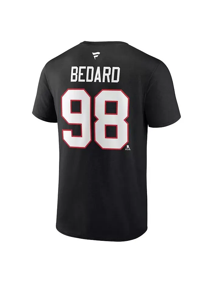Мужская футболка Connor Bedard Black Chicago Blackhawks 2023 NHL Draft Authentic Stack с именем и — изображение 2 из 3