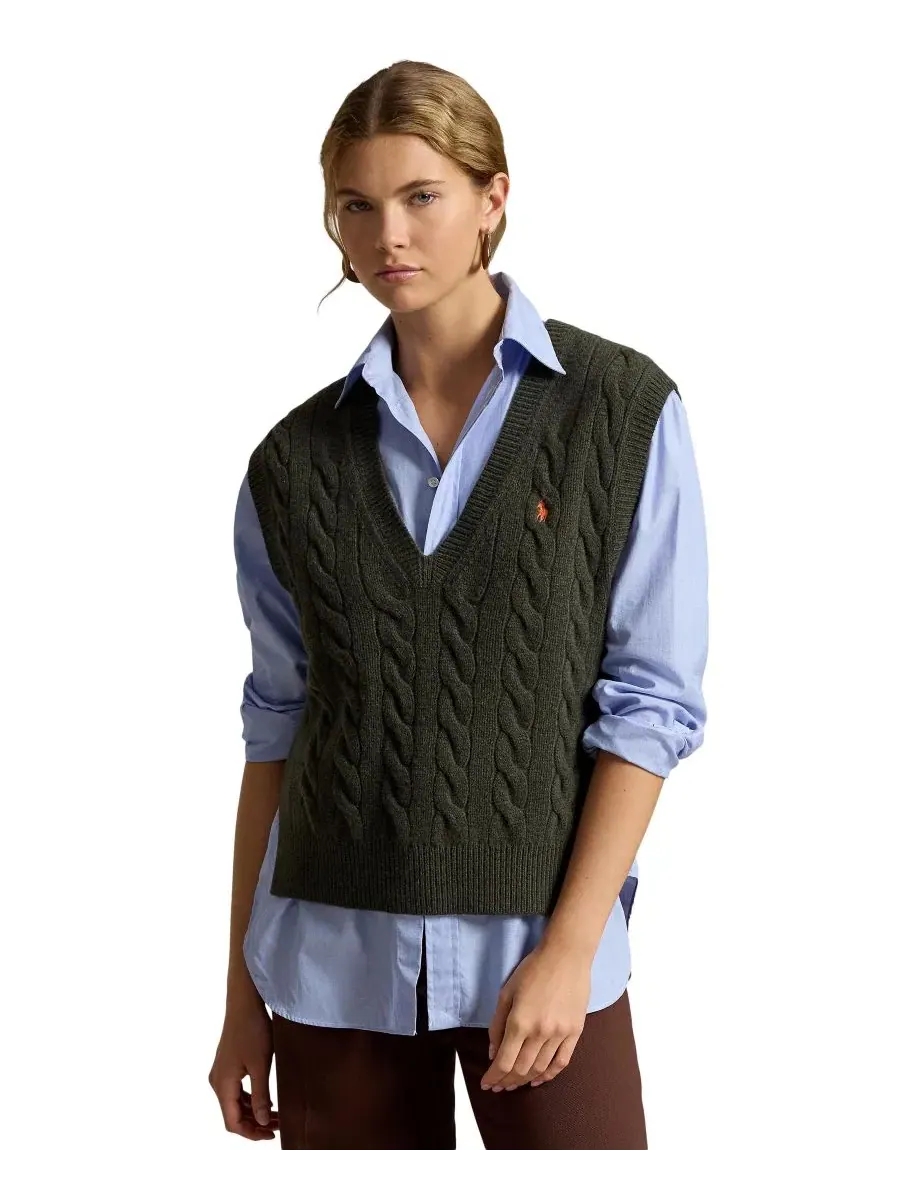 Женский безрукавный свитер-жилет с V-образным вырезом Polo Ralph Lauren
