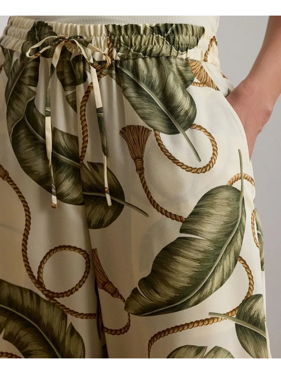 Брюки свободного кроя с принтом-веревкой Lauren Ralph Lauren — изображение 3 из 5, кремовый мульти