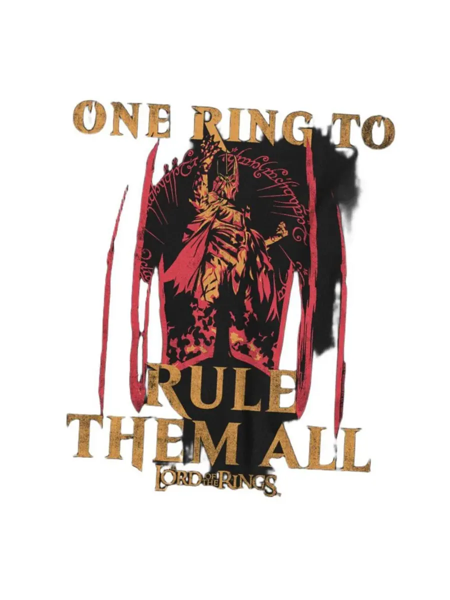 Футболка с принтом Sauron Helmet And Ring Lord Of The Rings — изображение 2 из 3, черный
