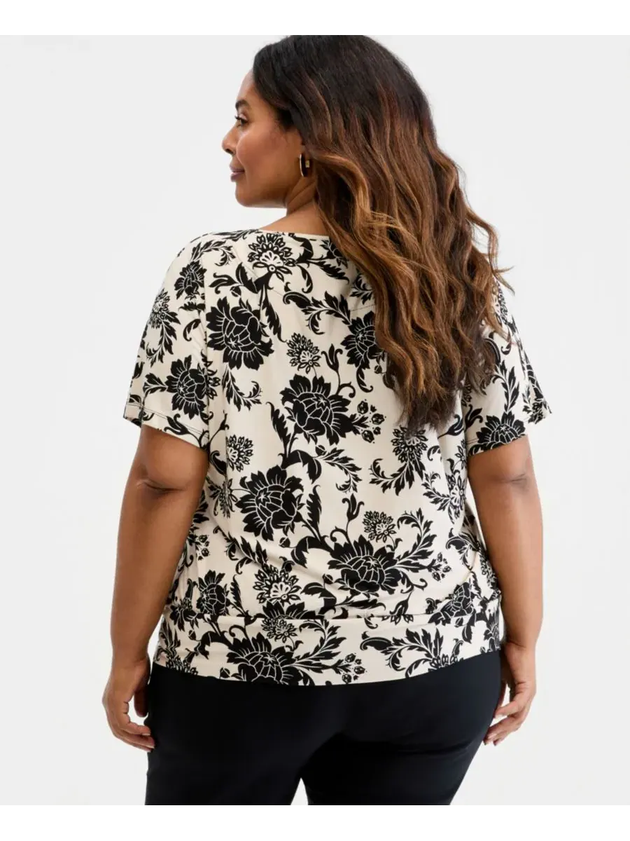 Блуза с принтом Bianca Floral Scroll JM Collection — изображение 4 из 4, серебристый