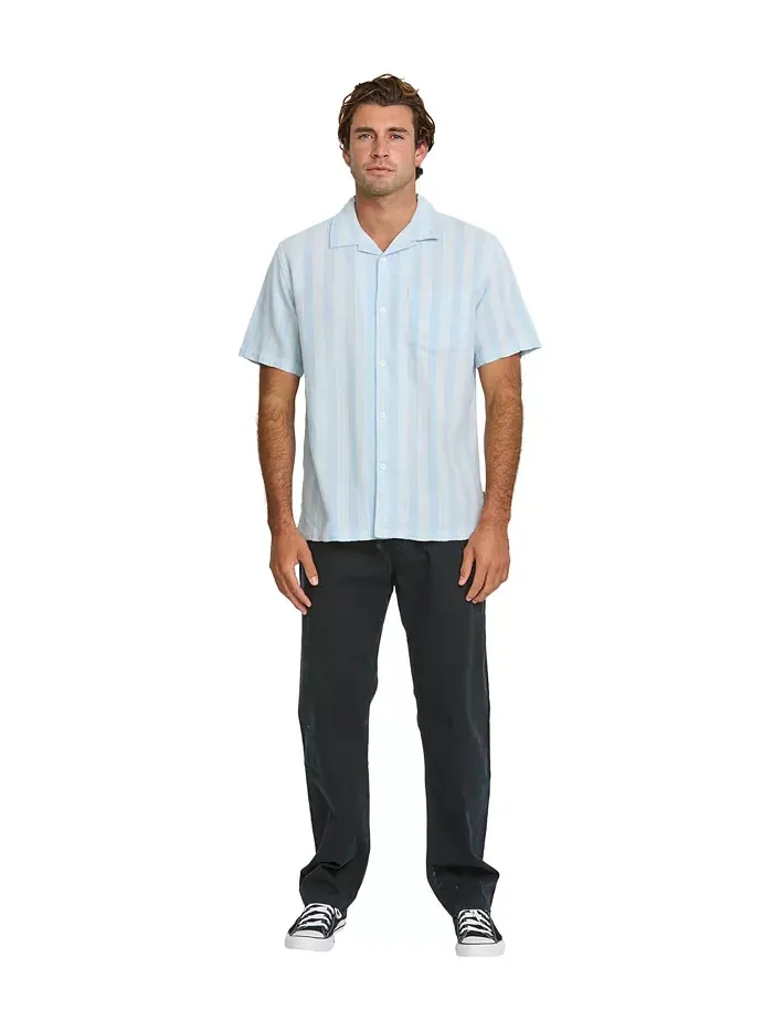 Мужская рубашка с коротким рукавом Nightfall Island Quiksilver — изображение 5 из 7, голубой