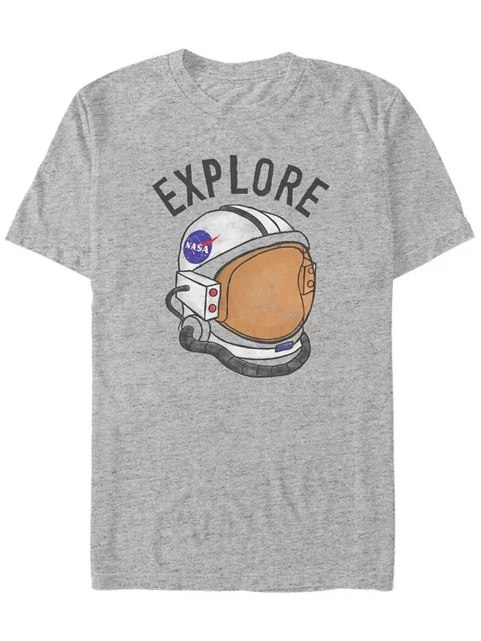 Футболка мужская NASA Explore Retro Helmet Logo с коротким рукавом Fifth Sun — изображение 1 из 1, серый