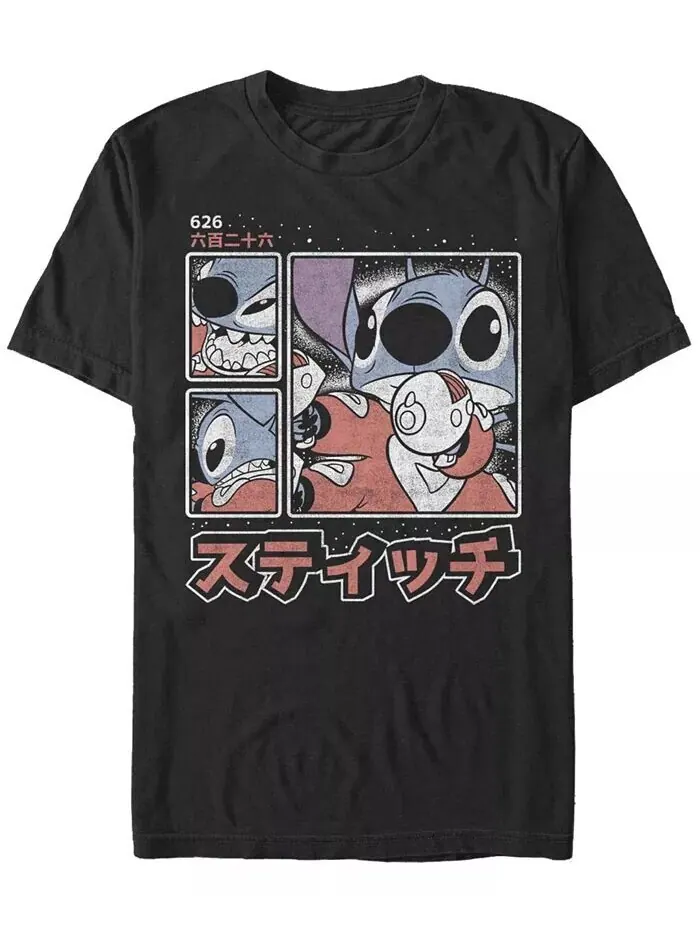 Мужская футболка с коротким рукавом Lilo Stitch Stitch Kanji Fifth Sun — изображение 1 из 1, черный