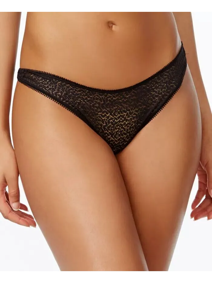 Современные кружевные стринги с атласной отделкой DK5013 DKNY — изображение 1 из 2, черный