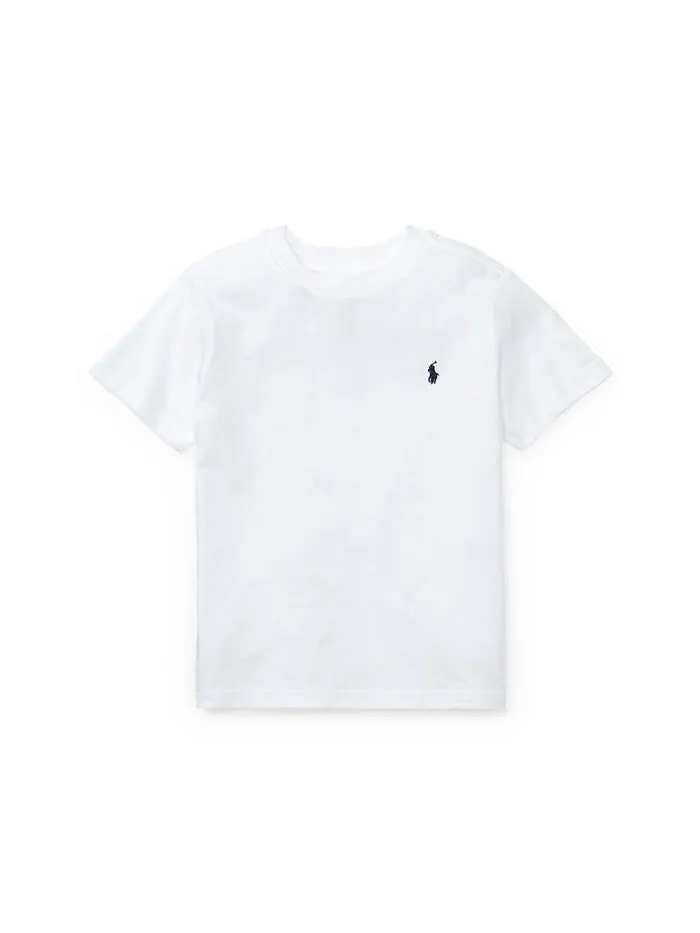 Футболка с круглым вырезом из хлопкового джерси для мальчиков Big Boys Polo Ralph Lauren — изображение 1 из 2, белый