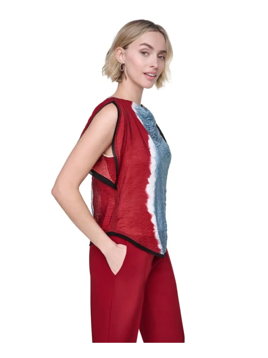 Короткая блузка с короткими рукавами из вуали с принтом, миниатюрная Dkny — изображение 3 из 6, черный/красный мульти