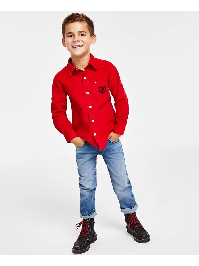 Вельветовая рубашка для маленьких мальчиков Tommy Hilfiger — изображение 1 из 2, синий