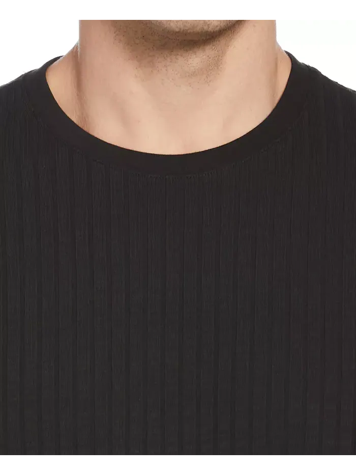 Мужская футболка с ребристой вязкой и круглым вырезом Perry Ellis — изображение 3 из 3, черный