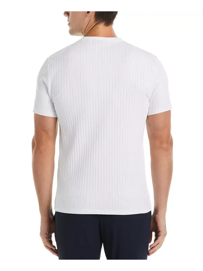 Мужская футболка с ребристой вязкой и круглым вырезом Perry Ellis — изображение 2 из 2, белый