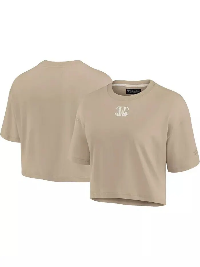 Женская укороченная футболка свободного силуэта цвета хаки Cincinnati Bengals Elements Super Soft — изображение 1 из 3