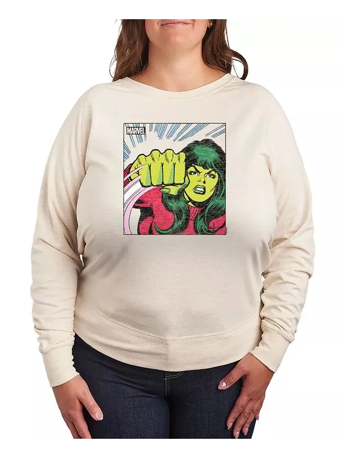 Футболка-пуловер с принтом Marvel She Hulk большого размера Hybrid Apparel — изображение 1 из 3, бежевый/хаки