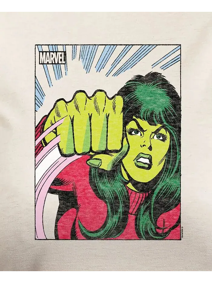 Футболка-пуловер с принтом Marvel She Hulk большого размера Hybrid Apparel — изображение 3 из 3, бежевый/хаки